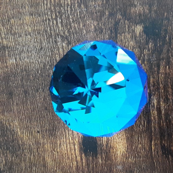 Swarovski Crystal Round Paperweight, Bermuda Blue, Vintage Decor - Picture 7 of 13